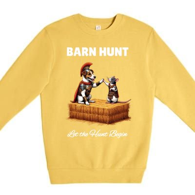 Barn Hunt Lover Cute Warrior Rat And Russell Terrier Dog Cute Gift Premium Crewneck Sweatshirt