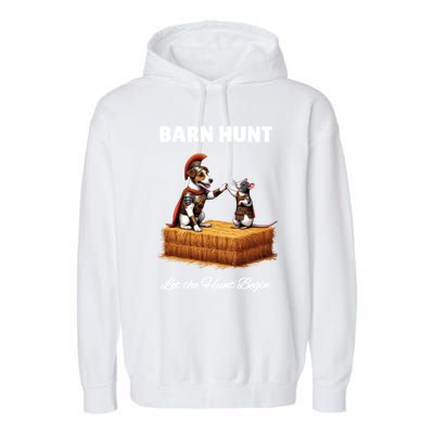 Barn Hunt Lover Cute Warrior Rat And Russell Terrier Dog Cute Gift Garment-Dyed Fleece Hoodie