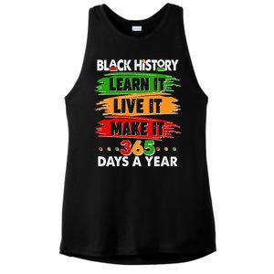 Black History Learn Live Make It 365 Days A Year Ladies PosiCharge Tri-Blend Wicking Tank