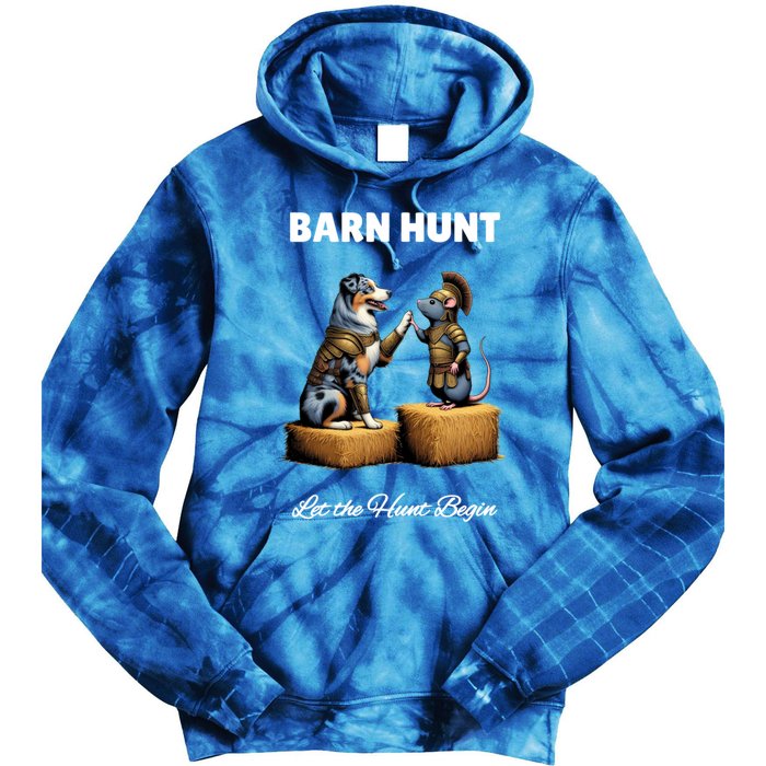 Barn Hunt Lover Cute Warrior Rat And Blue Merle Aussie Dog Cute Gift Tie Dye Hoodie