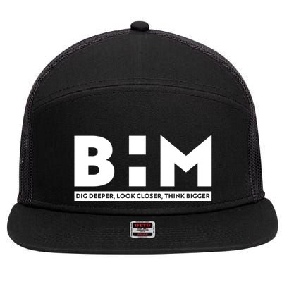 BHM Black History Month Dig Deeper Look Closer Think Bigger 7 Panel Mesh Trucker Snapback Hat