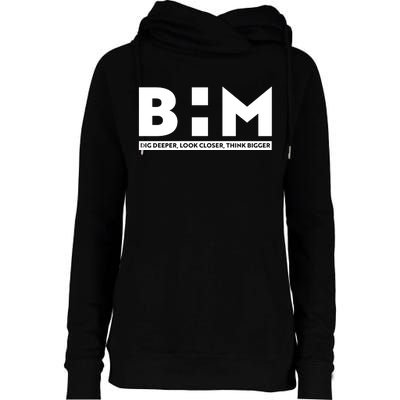 BHM Black History Month Dig Deeper Look Closer Think Bigger Womens Funnel Neck Pullover Hood