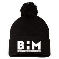 BHM Black History Month Dig Deeper Look Closer Think Bigger Pom Pom 12in Knit Beanie