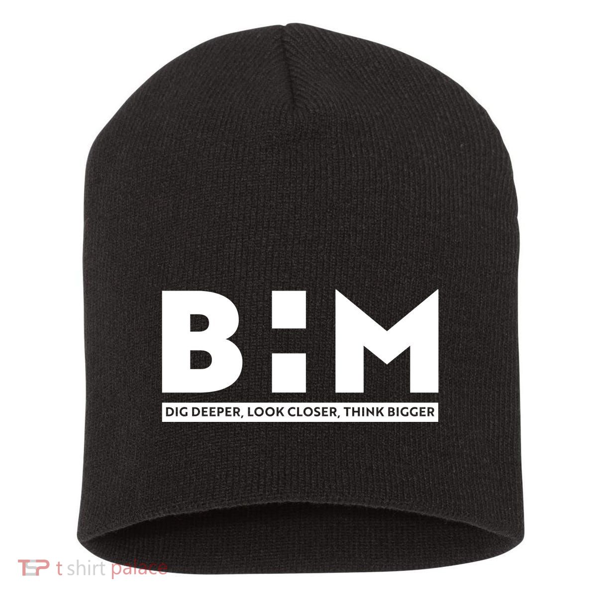 BHM Black History Month Dig Deeper Look Closer Think Bigger Short Acrylic Beanie