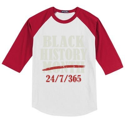 Black History Month 24/7/365 For Proud African Freedom Cute Gift Kids Colorblock Raglan Jersey