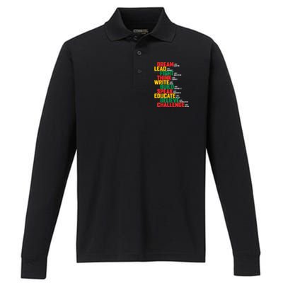 Black History Month For Men Women Performance Long Sleeve Polo