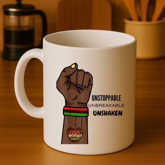 Black History Month Unstoppable Unshaken Unbreakable Mug