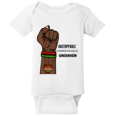 Black History Month Unstoppable Unshaken Unbreakable Baby Bodysuit