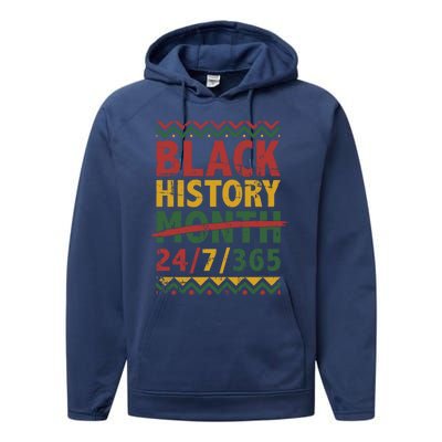 Black History Month 24/7/365 With African Flag Gift Performance Fleece Hoodie