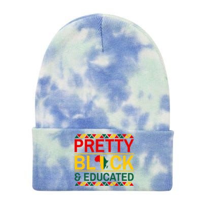 Black History Month Gift Pretty Black And Educated Gift Tie Dye 12in Knit Beanie