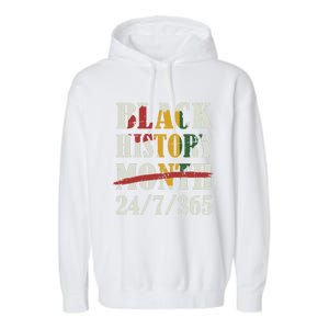 Black History Month 24/7/365 With African Map Flag Gift Garment-Dyed Fleece Hoodie