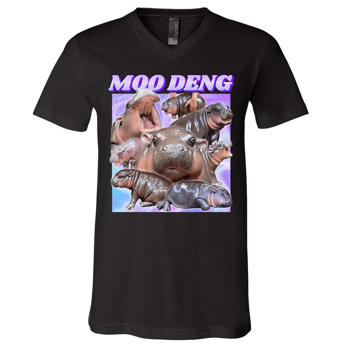 Baby Hippo Moo Deng V-Neck T-Shirt