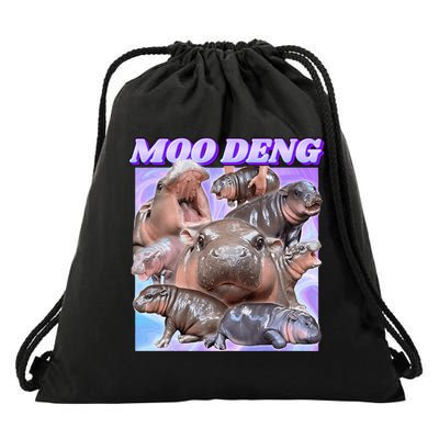 Baby Hippo Moo Deng Drawstring Bag