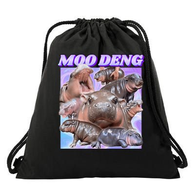 Baby Hippo Moo Deng Drawstring Bag