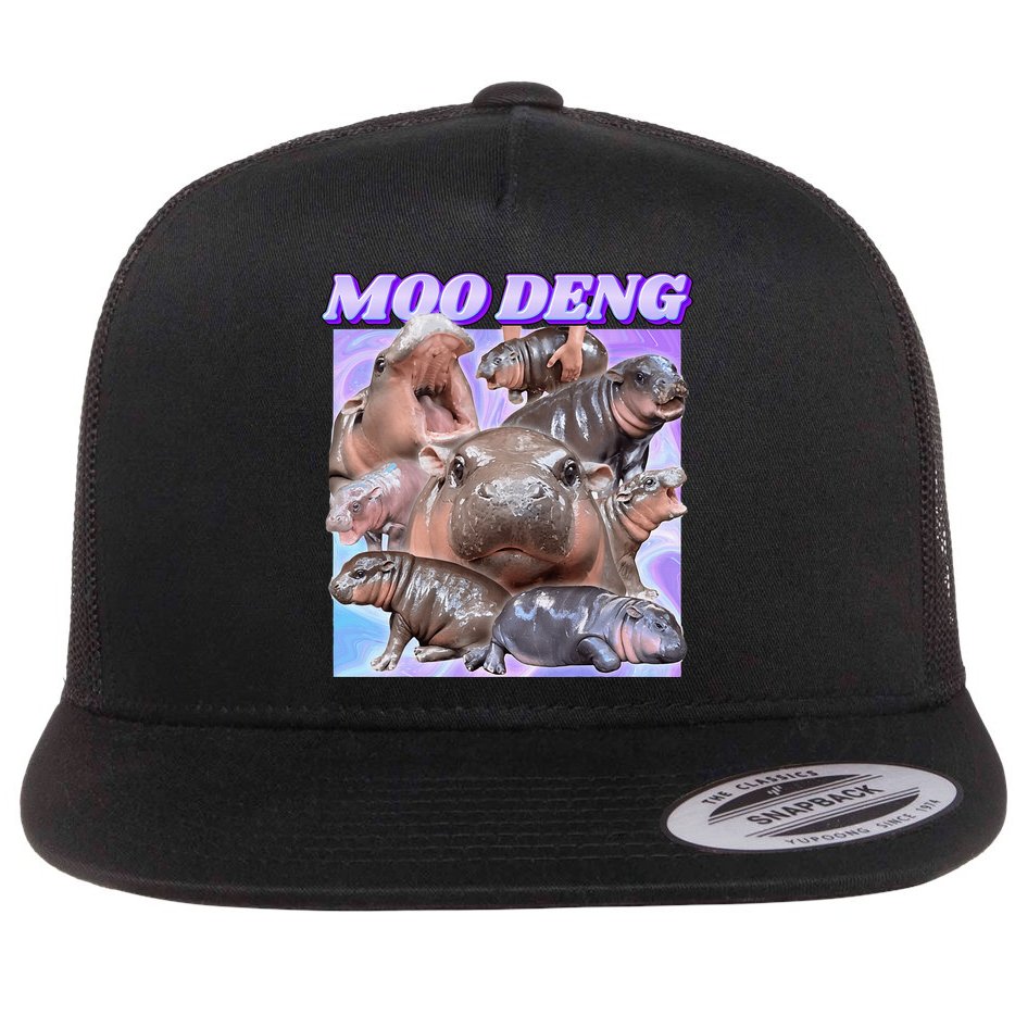 Baby Hippo Moo Deng Flat Bill Trucker Hat