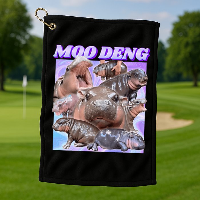 Baby Hippo Moo Deng Golf Towel
