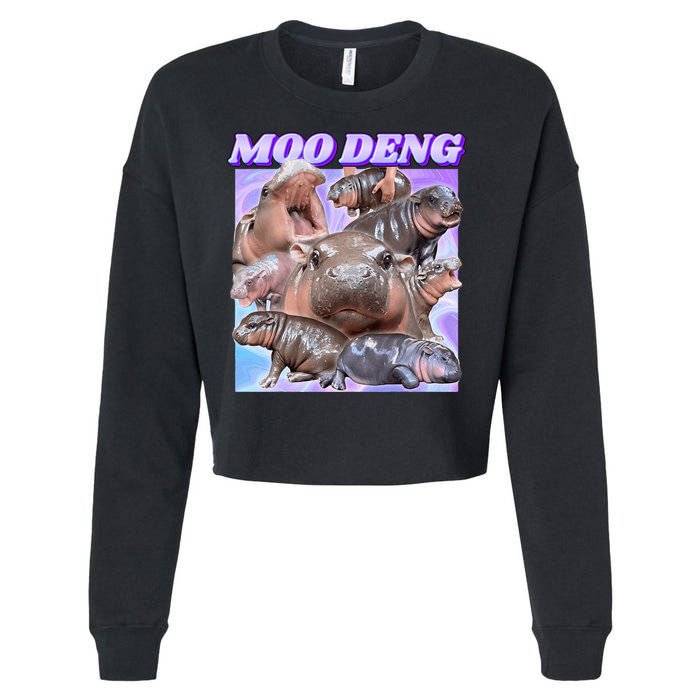 Baby Hippo Moo Deng Cropped Pullover Crew
