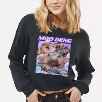 Baby Hippo Moo Deng Cropped Pullover Crew