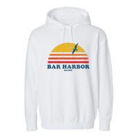 Bar Harbor Maine Me Vintage Casual Graphic 70s Garment-Dyed Fleece Hoodie