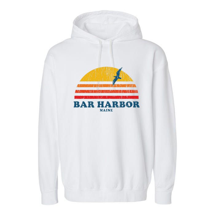 Bar Harbor Maine Me Vintage Casual Graphic 70s Garment-Dyed Fleece Hoodie