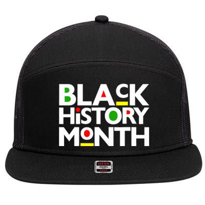 Black History Month Melanin Family Dad Mom Boy Girl 7 Panel Mesh Trucker Snapback Hat