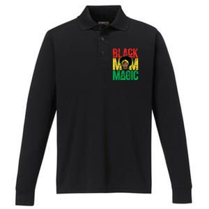 Black History Month Black Mom Magic Melanin African Cool Gift Performance Long Sleeve Polo