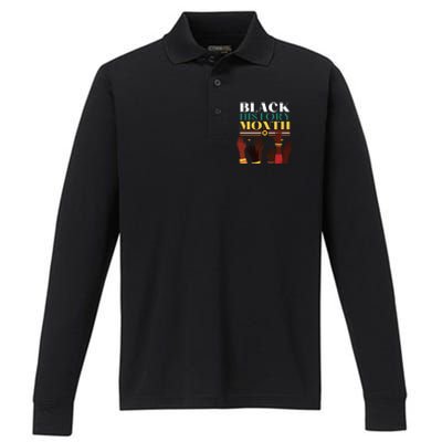 Black History Month Pride In African Heritage Equality Civil Gift Performance Long Sleeve Polo