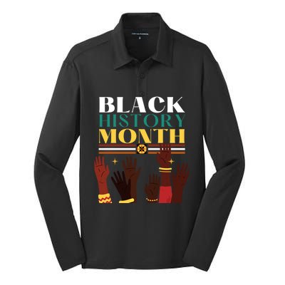 Black History Month Pride In African Heritage Equality Civil Gift Silk Touch Performance Long Sleeve Polo