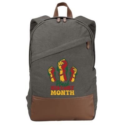 Black History Month Black Fist For Women Cotton Canvas Backpack