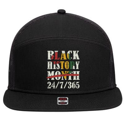 Black History Month 24/7/365 With African Map Flag Meaningful Gift 7 Panel Mesh Trucker Snapback Hat