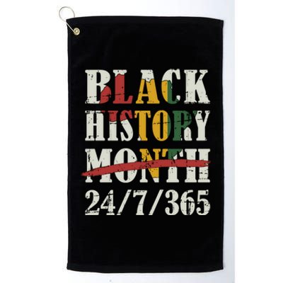 Black History Month 24/7/365 With African Map Flag Meaningful Gift Platinum Collection Golf Towel