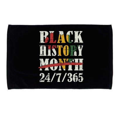 Black History Month 24/7/365 With African Map Flag Meaningful Gift Microfiber Hand Towel