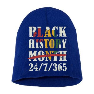 Black History Month 24/7/365 With African Map Flag Meaningful Gift Short Acrylic Beanie