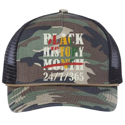 Black History Month 24/7/365 With African Map Flag Meaningful Gift Retro Rope Trucker Hat Cap