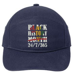 Black History Month 24/7/365 With African Map Flag Meaningful Gift 7-Panel Snapback Hat