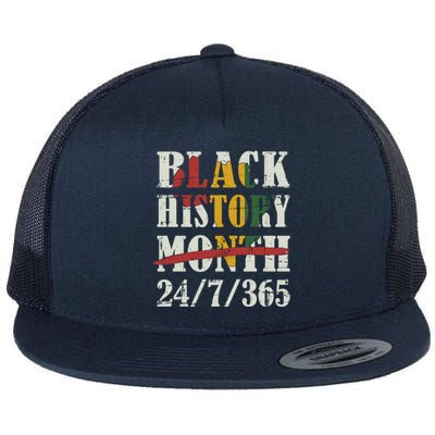 Black History Month 24/7/365 With African Map Flag Meaningful Gift Flat Bill Trucker Hat