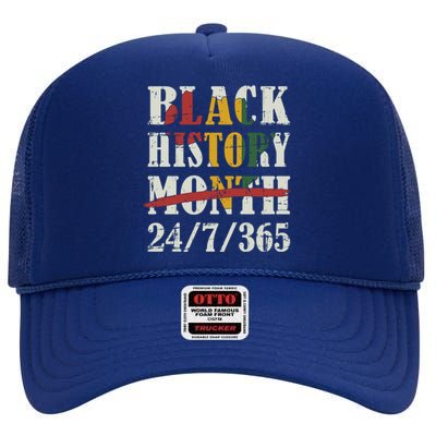 Black History Month 24/7/365 With African Map Flag Meaningful Gift High Crown Mesh Back Trucker Hat