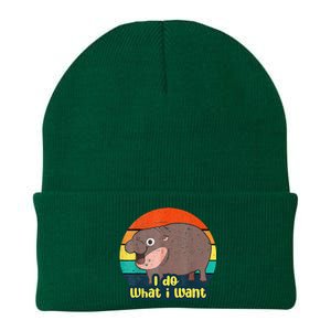 Baby Hippo Moo Deng I Do What I Want Knit Cap Winter Beanie