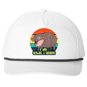 Baby Hippo Moo Deng I Do What I Want Snapback Five-Panel Rope Hat