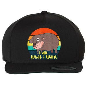 Baby Hippo Moo Deng I Do What I Want Wool Snapback Cap