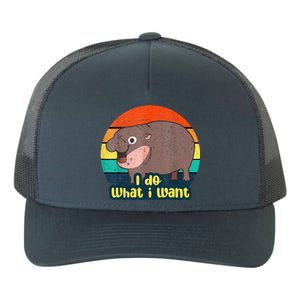 Baby Hippo Moo Deng I Do What I Want Yupoong Adult 5-Panel Trucker Hat