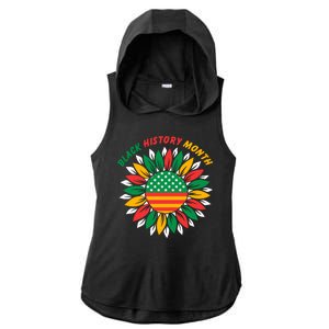 Black History Month Sunflower Flag Ladies PosiCharge Tri-Blend Wicking Draft Hoodie Tank