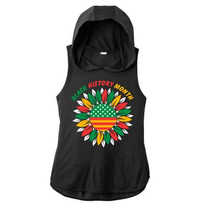 Black History Month Sunflower Flag Ladies PosiCharge Tri-Blend Wicking Draft Hoodie Tank