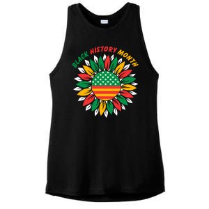 Black History Month Sunflower Flag Ladies PosiCharge Tri-Blend Wicking Tank