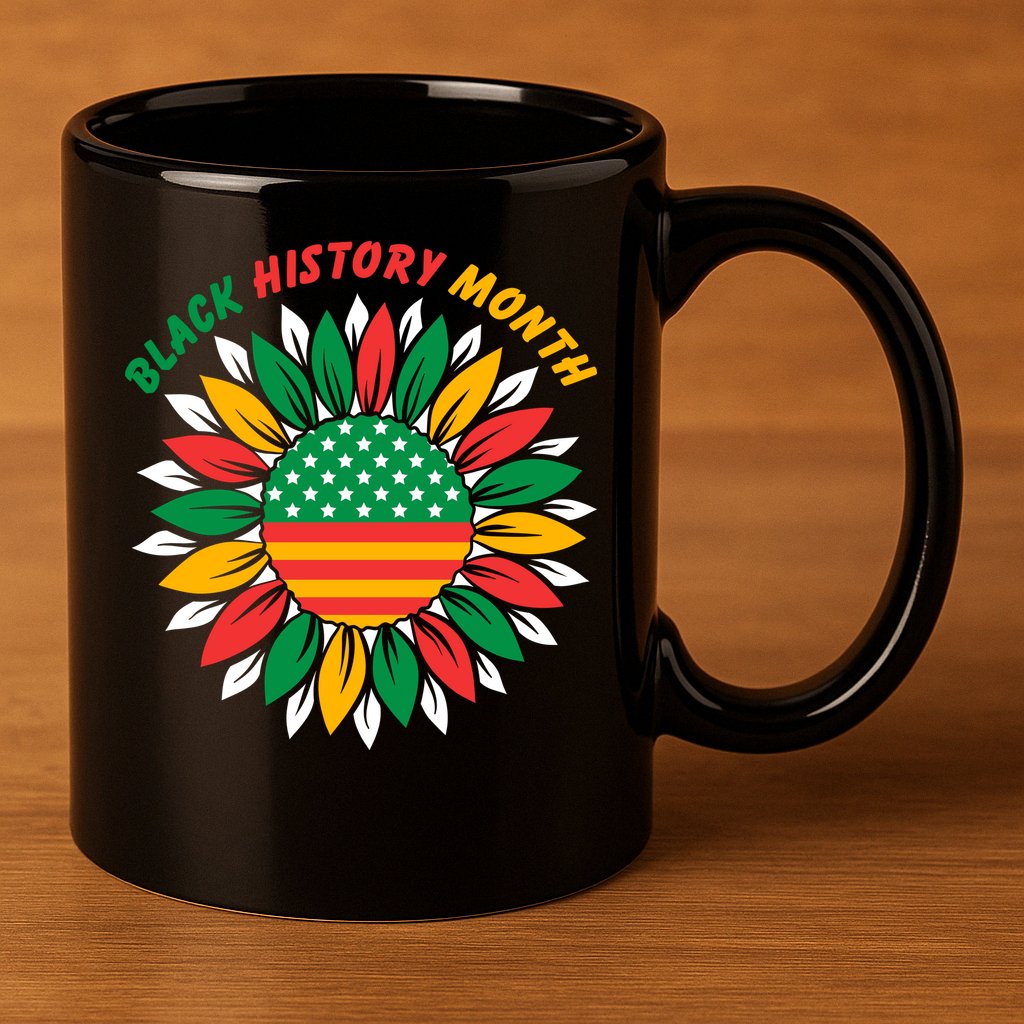 Black History Month Sunflower Flag 11oz C Handle Ceramic Mug