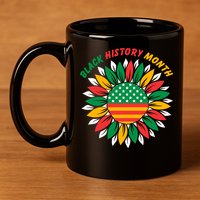 Black History Month Sunflower Flag 11oz C Handle Ceramic Mug