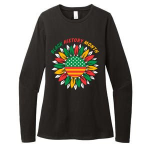 Black History Month Sunflower Flag Womens CVC Long Sleeve Shirt