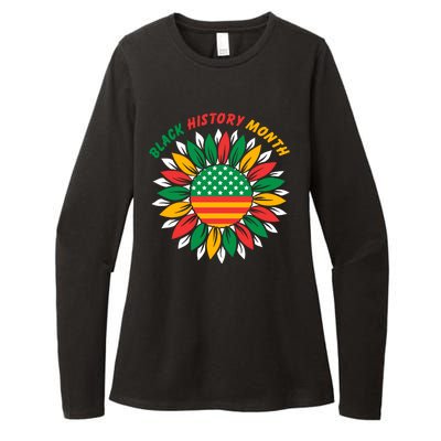 Black History Month Sunflower Flag Womens CVC Long Sleeve Shirt