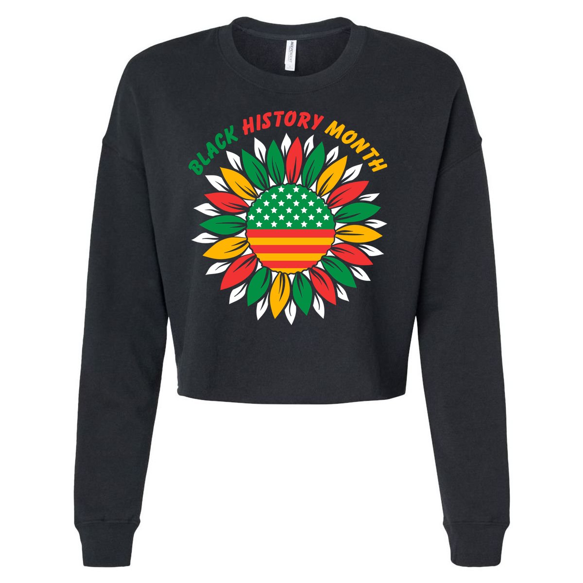 Black History Month Sunflower Flag Cropped Pullover Crew
