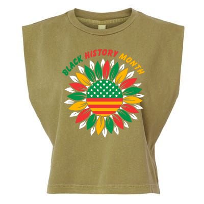 Black History Month Sunflower Flag Garment-Dyed Women's Muscle Tee